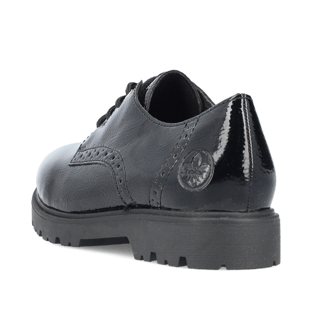 Rieker Ladies Crinkle Patent Lace Up Shoe