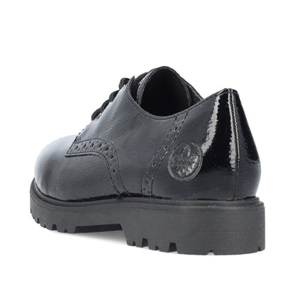 Rieker Ladies Crinkle Patent Lace Up Shoe