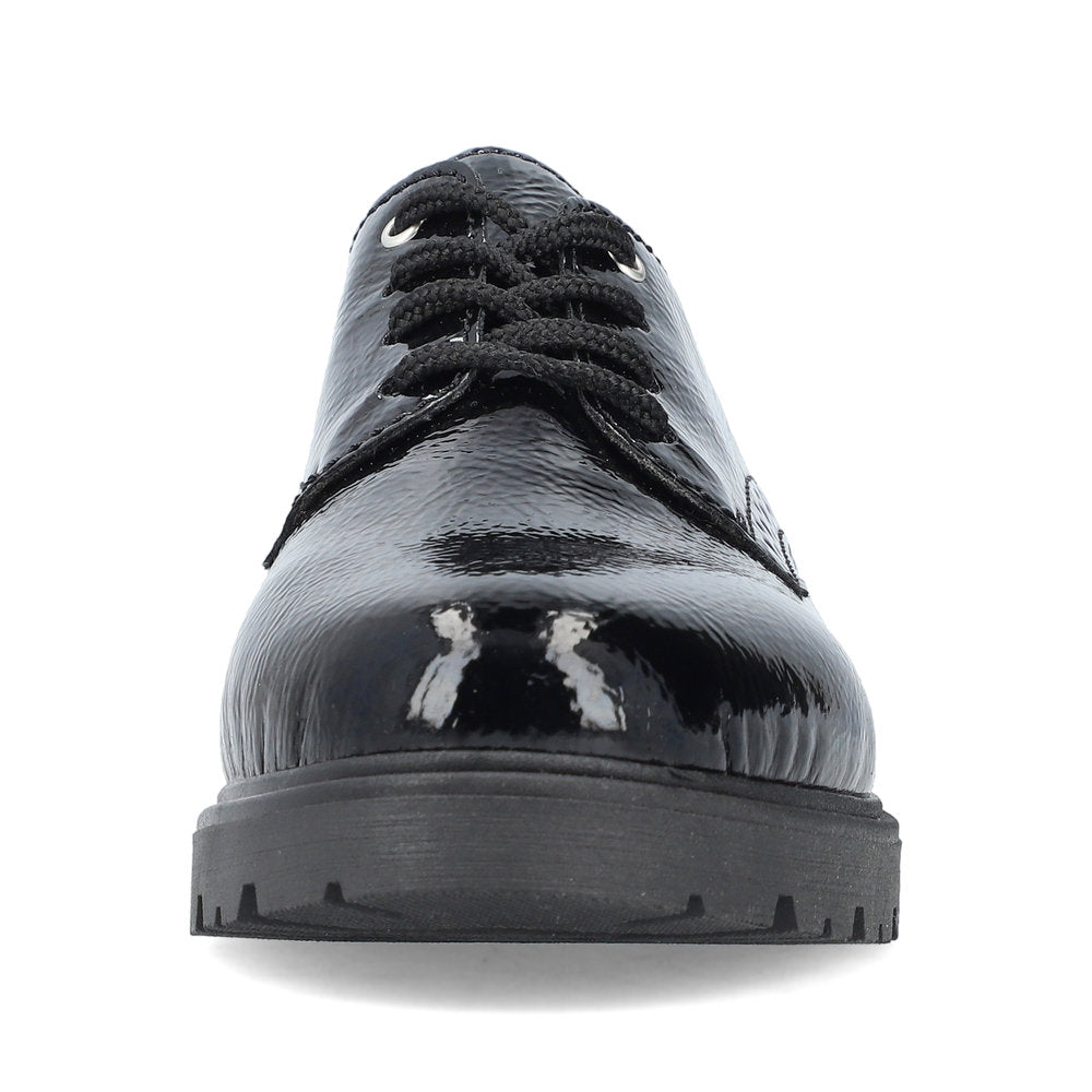 Rieker Ladies Crinkle Patent Lace Up Shoe