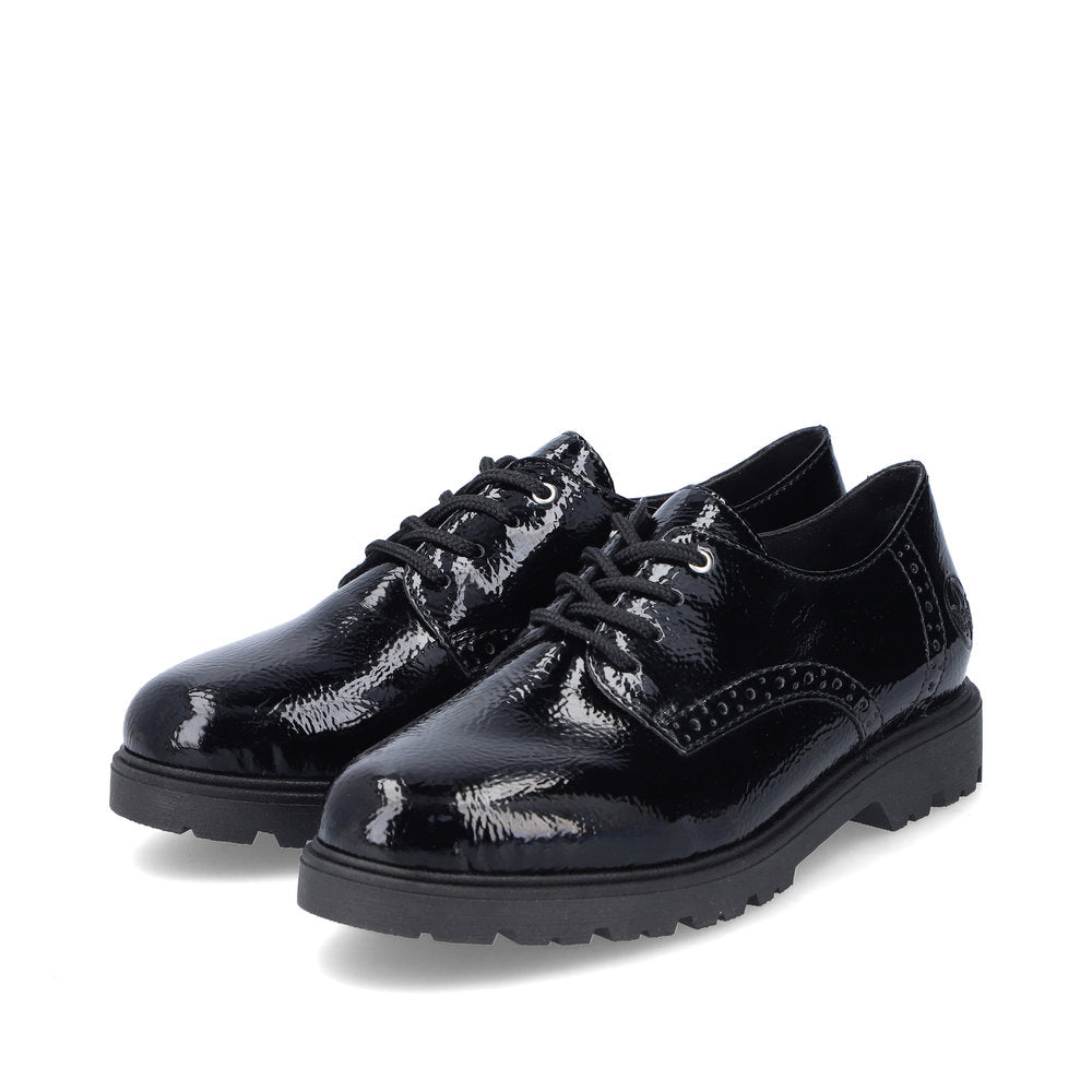 Rieker Ladies Crinkle Patent Lace Up Shoe
