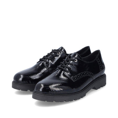 Rieker Ladies Crinkle Patent Lace Up Shoe