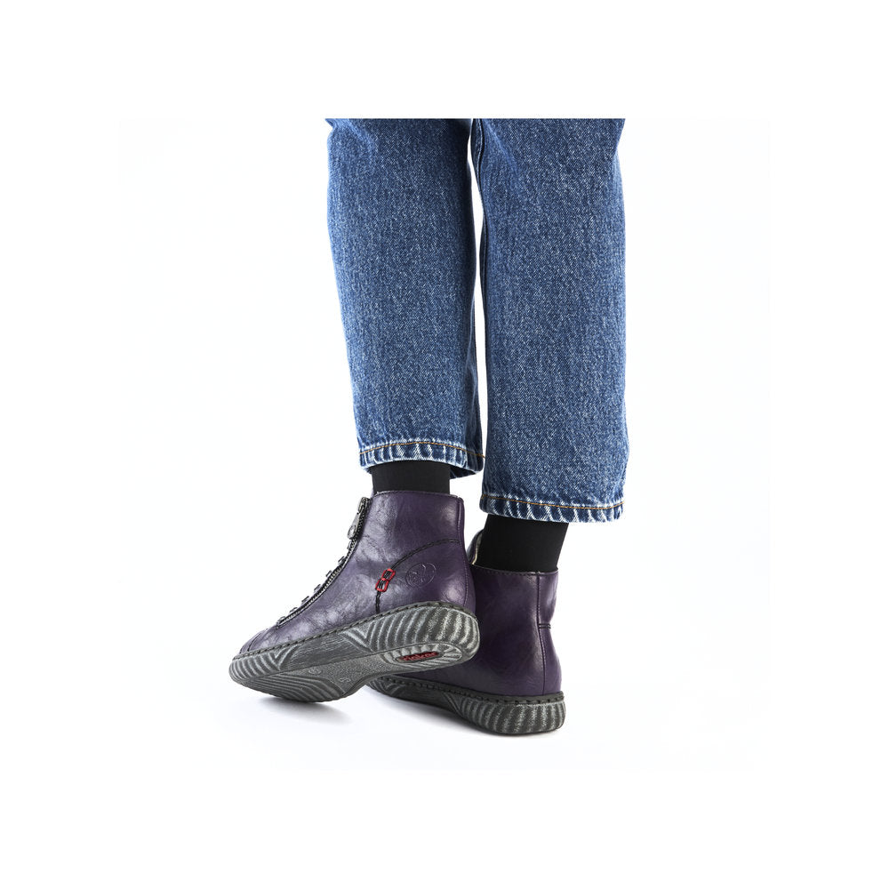 Rieker Ladies Zip Side Lace Up Ankle Boot
