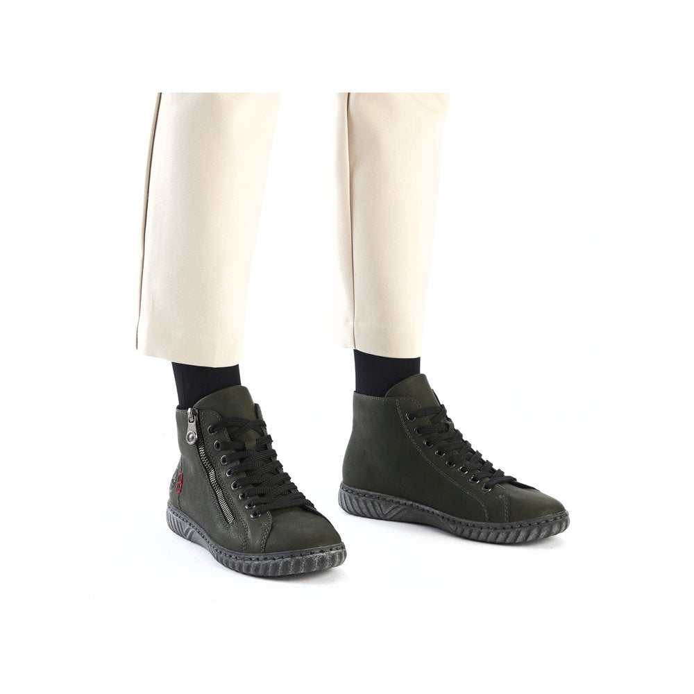 Rieker Ladies Zip Side Lace Up Ankle Boot