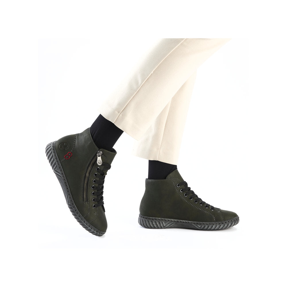 Rieker Ladies Zip Side Lace Up Ankle Boot