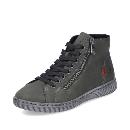 Rieker Ladies Zip Side Lace Up Ankle Boot