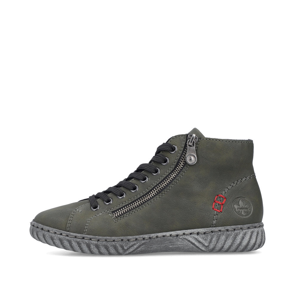 Rieker Ladies Zip Side Lace Up Ankle Boot