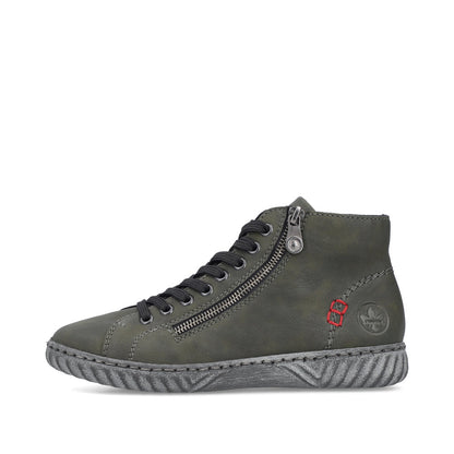 Rieker Ladies Zip Side Lace Up Ankle Boot