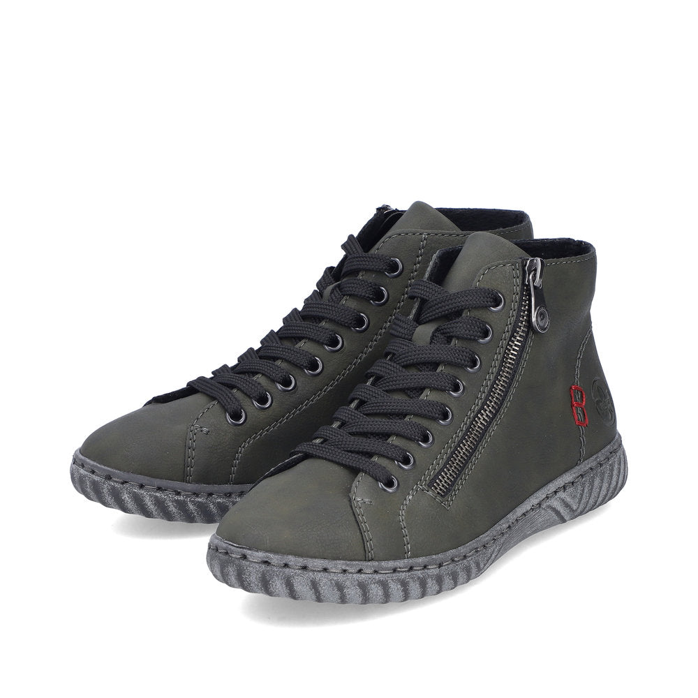 Rieker Ladies Zip Side Lace Up Ankle Boot