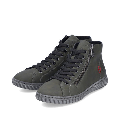 Rieker Ladies Zip Side Lace Up Ankle Boot
