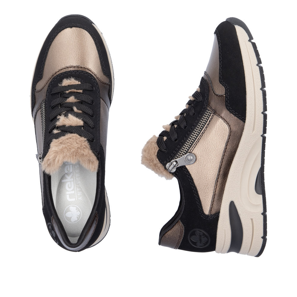Rieker Ladies Fleece Trimmed Wedge Sneaker