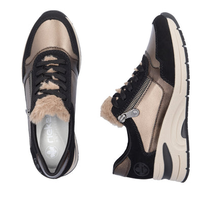 Rieker Ladies Fleece Trimmed Wedge Sneaker