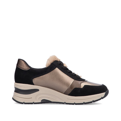 Rieker Ladies Fleece Trimmed Wedge Sneaker