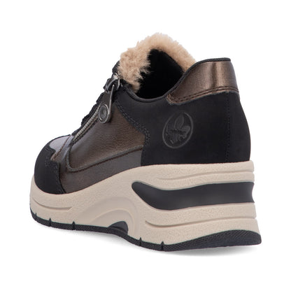 Rieker Ladies Fleece Trimmed Wedge Sneaker
