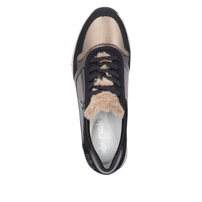 Rieker Ladies Fleece Trimmed Wedge Sneaker