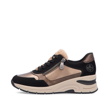 Rieker Ladies Fleece Trimmed Wedge Sneaker
