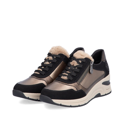 Rieker Ladies Fleece Trimmed Wedge Sneaker