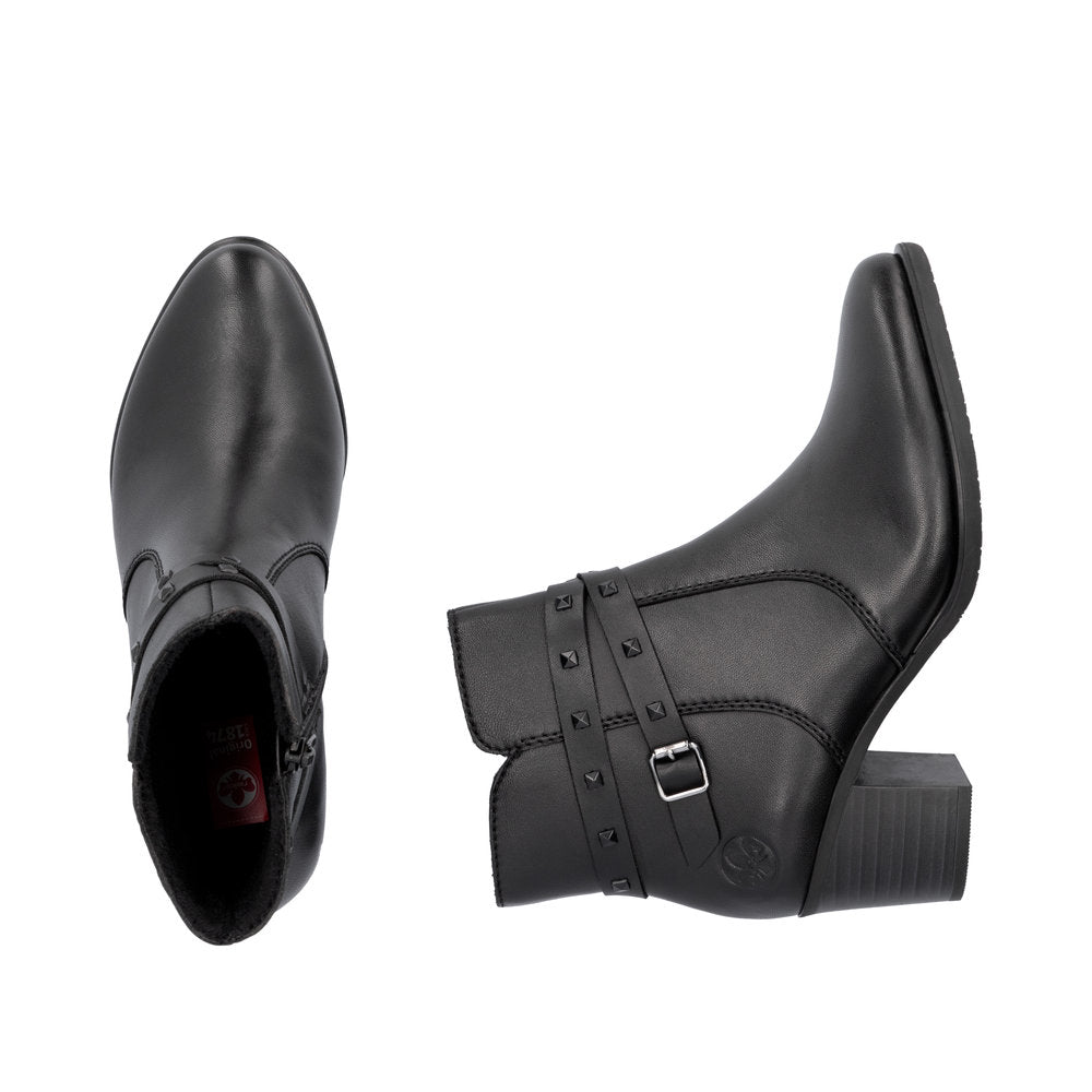 Rieker Ladies Stud Trim Mid Heel Ankle Boot