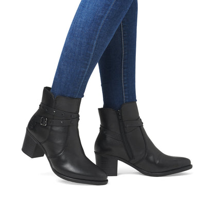 Rieker Ladies Stud Trim Mid Heel Ankle Boot