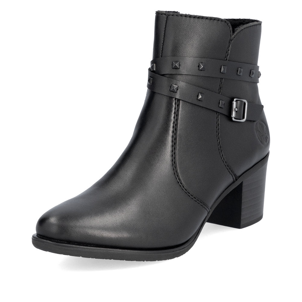 Rieker Ladies Stud Trim Mid Heel Ankle Boot