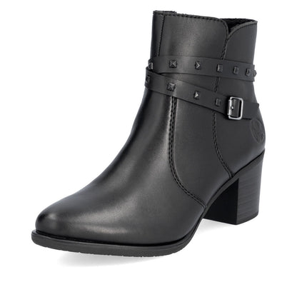 Rieker Ladies Stud Trim Mid Heel Ankle Boot