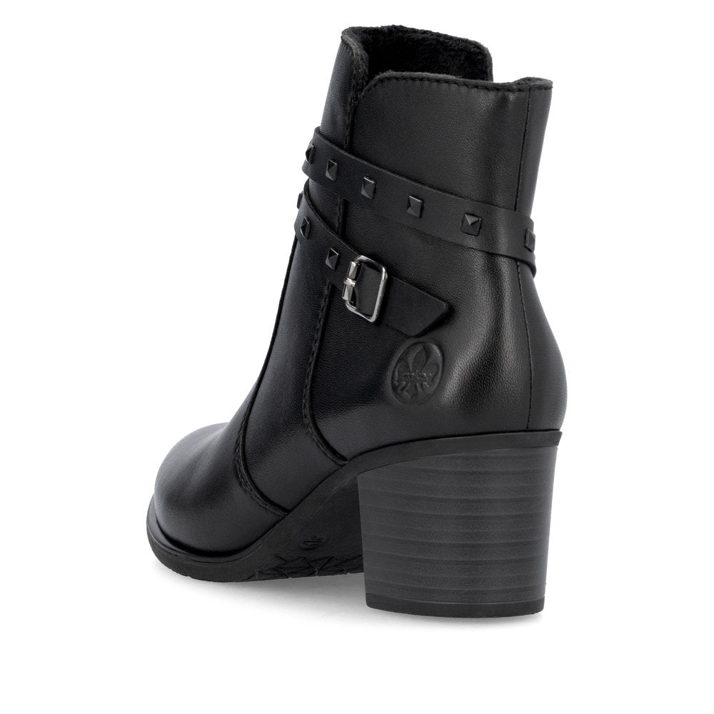 Rieker Ladies Stud Trim Mid Heel Ankle Boot