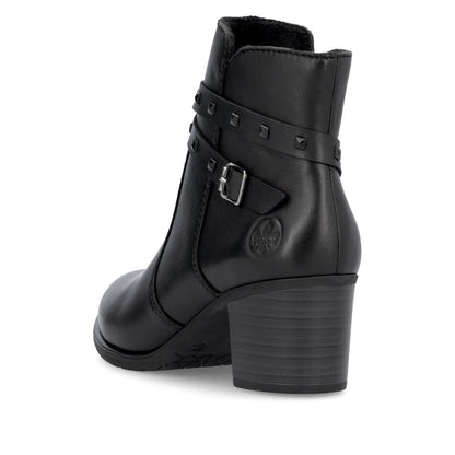 Rieker Ladies Stud Trim Mid Heel Ankle Boot