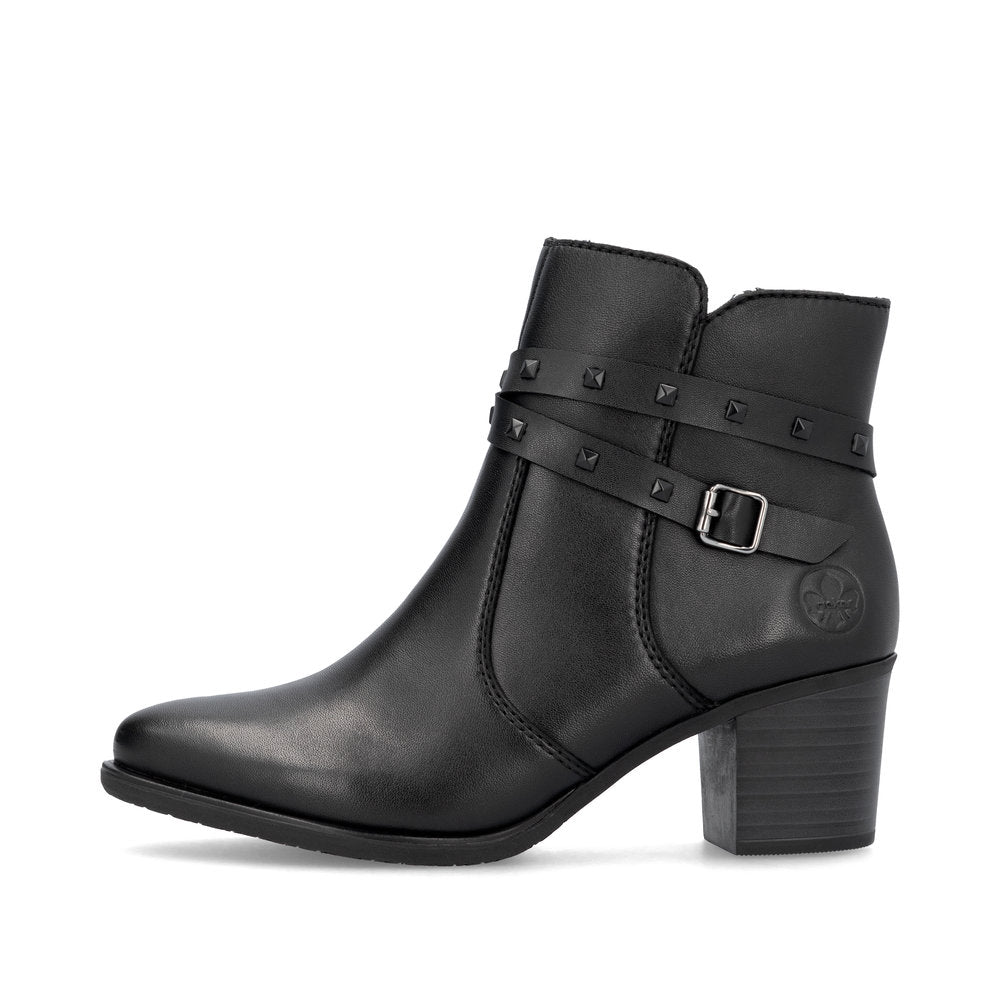 Rieker Ladies Stud Trim Mid Heel Ankle Boot