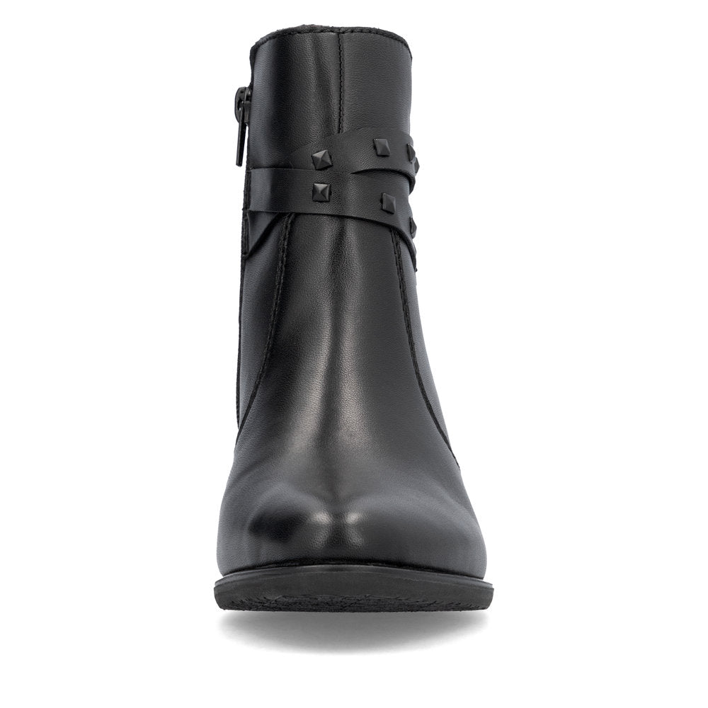 Rieker Ladies Stud Trim Mid Heel Ankle Boot