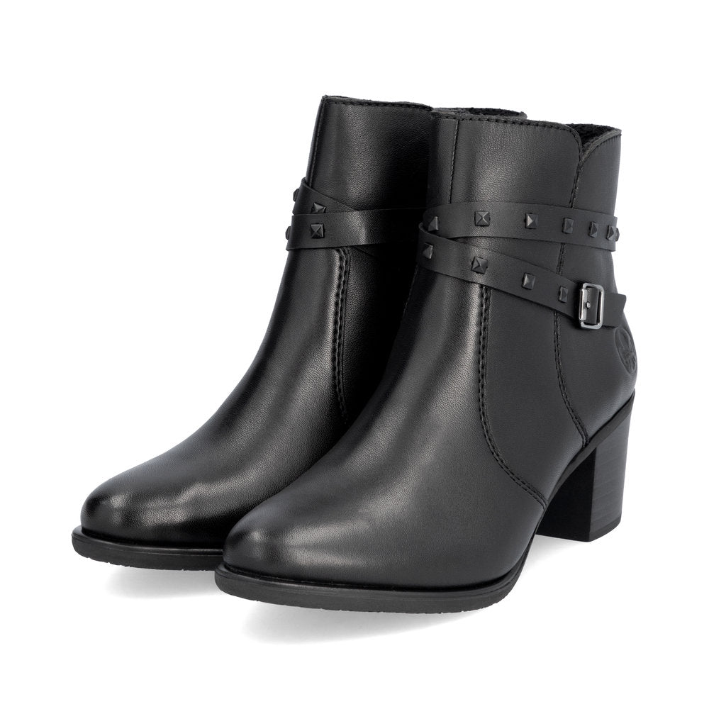 Rieker Ladies Stud Trim Mid Heel Ankle Boot