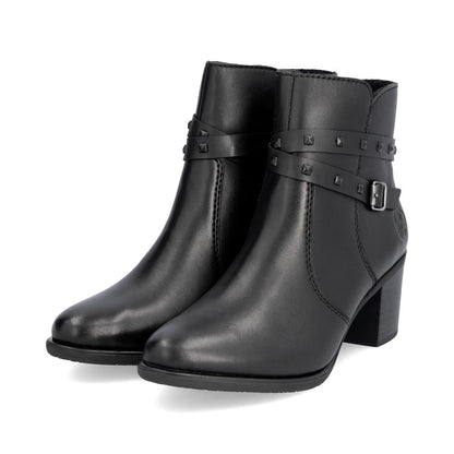 Rieker Ladies Stud Trim Mid Heel Ankle Boot