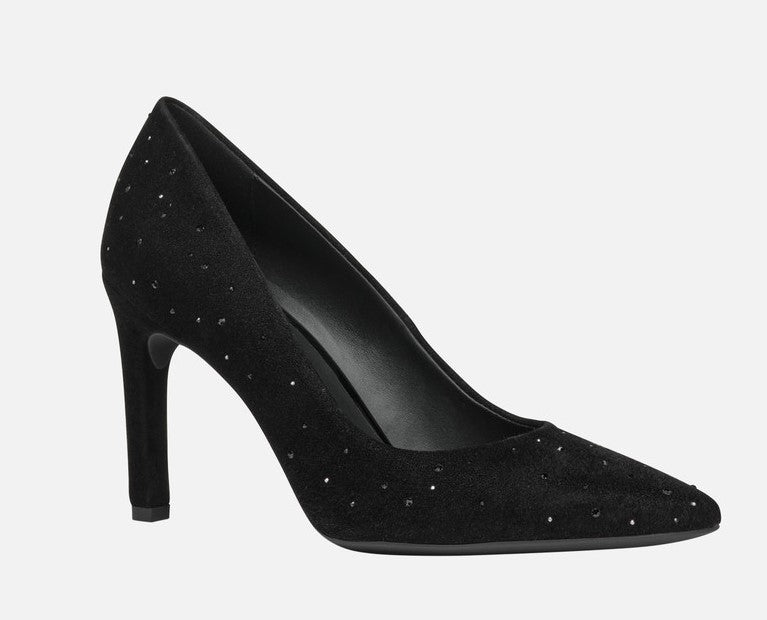 Geox Faviola Ladies Crystal Trim Suede Court Shoe