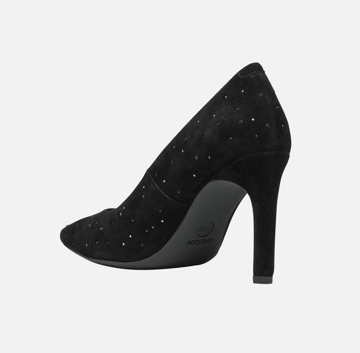 Geox Faviola Ladies Crystal Trim Suede Court Shoe