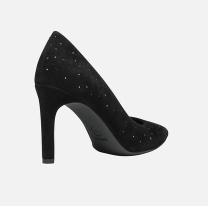 Geox Faviola Ladies Crystal Trim Suede Court Shoe