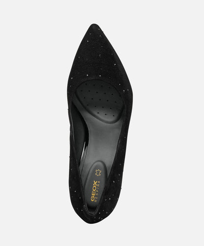 Geox Faviola Ladies Crystal Trim Suede Court Shoe