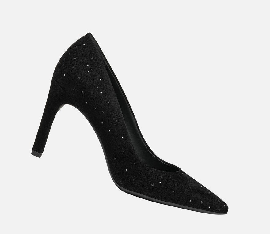 Geox Faviola Ladies Crystal Trim Suede Court Shoe