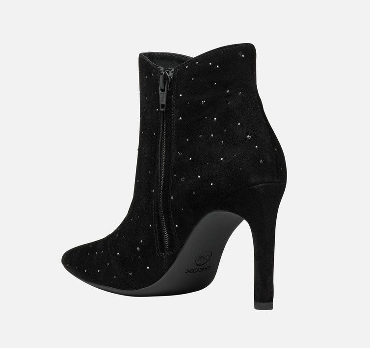 Geox Faviola Ladies Slim Heel Crystal Stud Ankle Boot