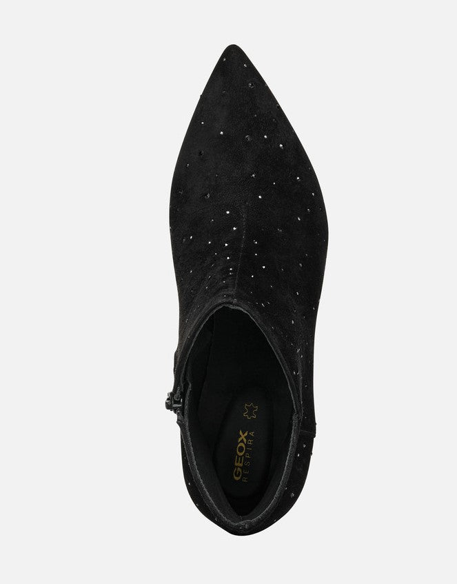 Geox Faviola Ladies Slim Heel Crystal Stud Ankle Boot