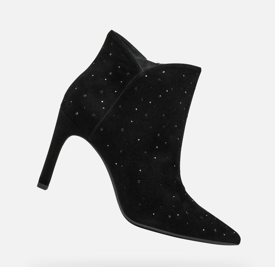 Geox Faviola Ladies Slim Heel Crystal Stud Ankle Boot