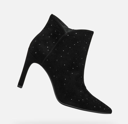 Geox Faviola Ladies Slim Heel Crystal Stud Ankle Boot