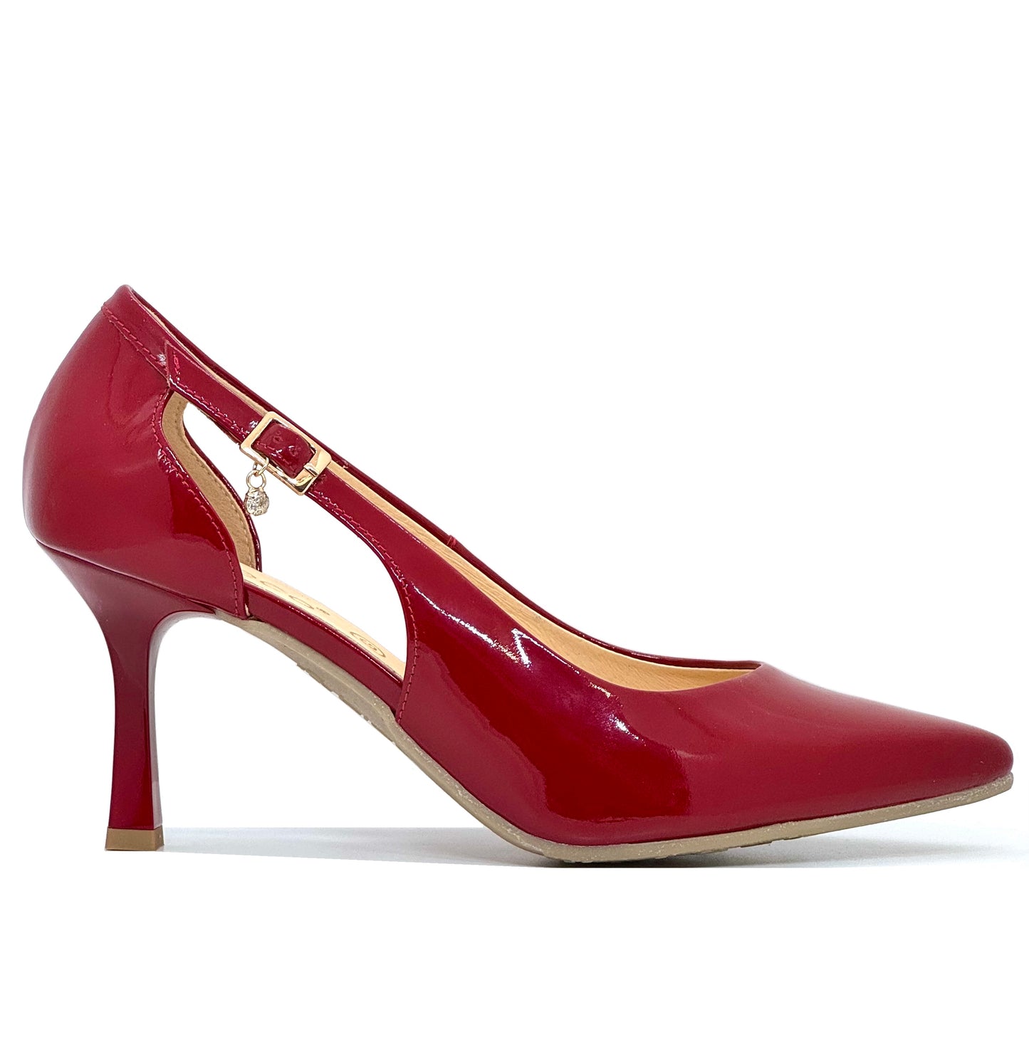 Bioeco Ladies Side Trim Patent Court Shoe