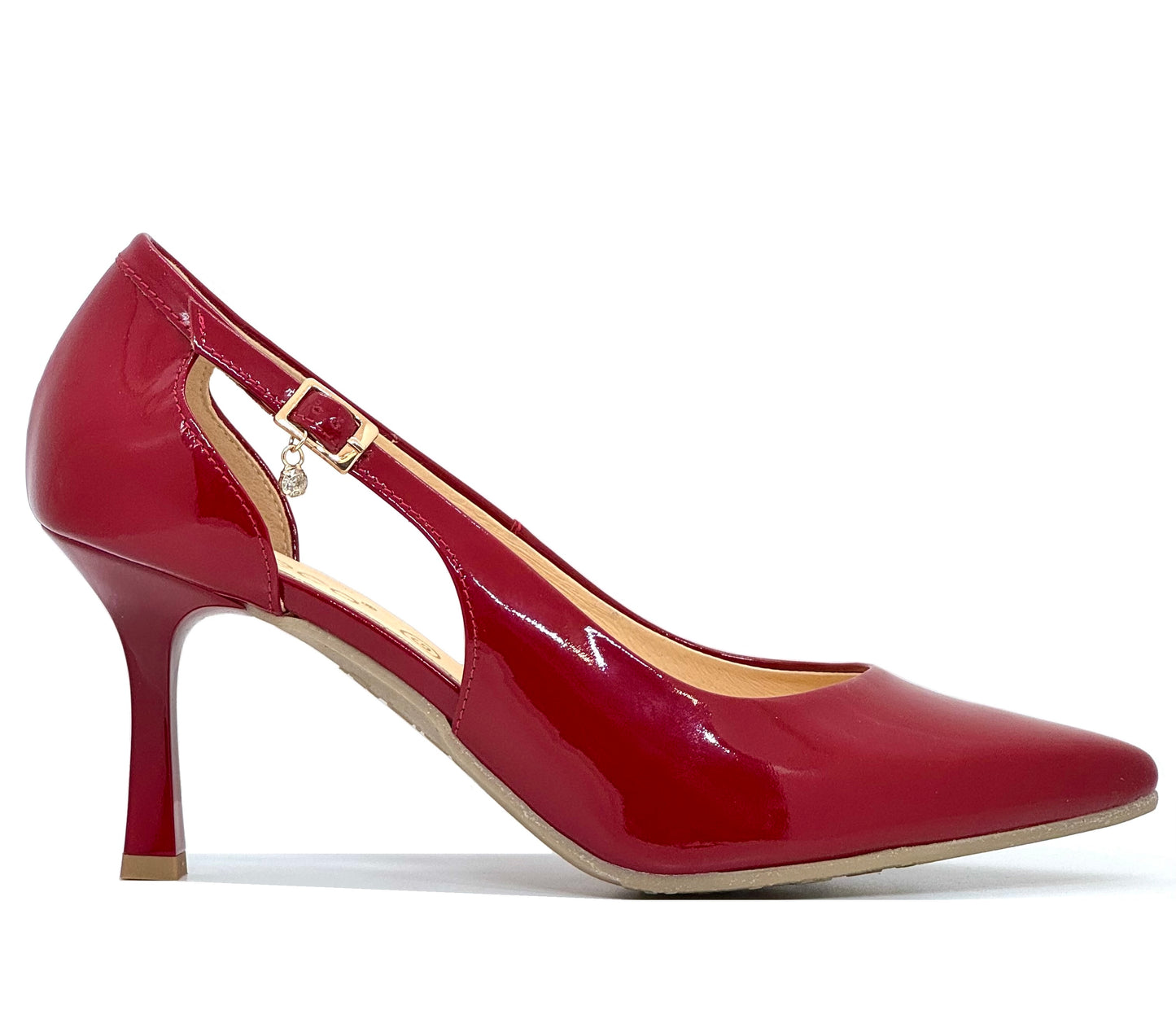 Bioeco Ladies Side Trim Patent Court Shoe