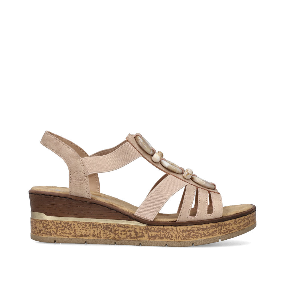 Rieker Ladies Bead Trim Wedge Sandal