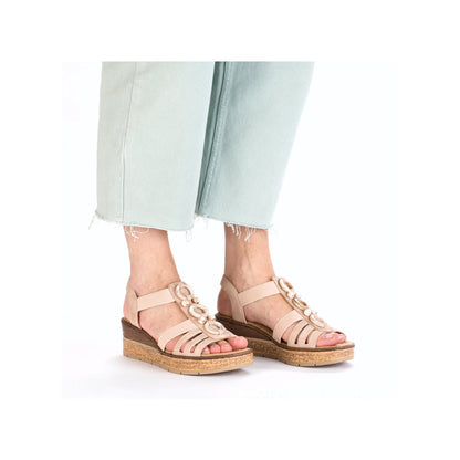Rieker Ladies Bead Trim Wedge Sandal