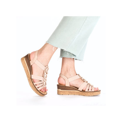 Rieker Ladies Bead Trim Wedge Sandal