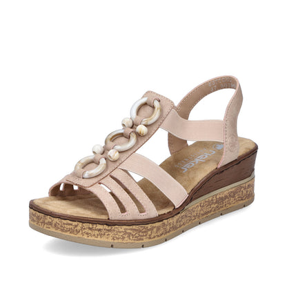 Rieker Ladies Bead Trim Wedge Sandal