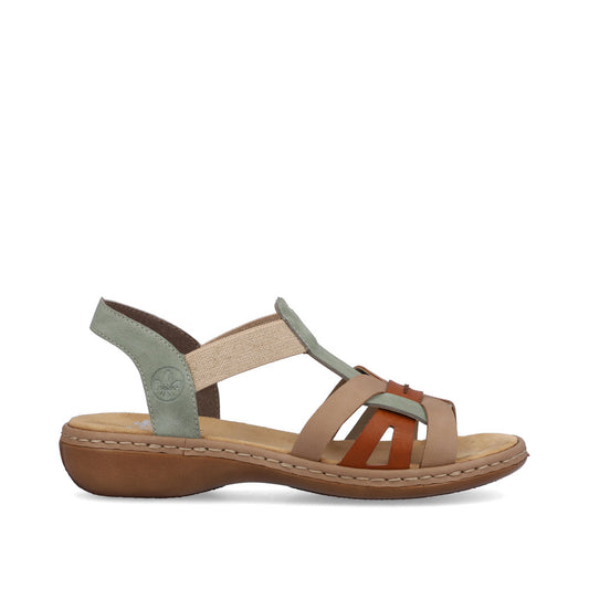 Rieker Ladies Elastic Side Strap Flat Sandal