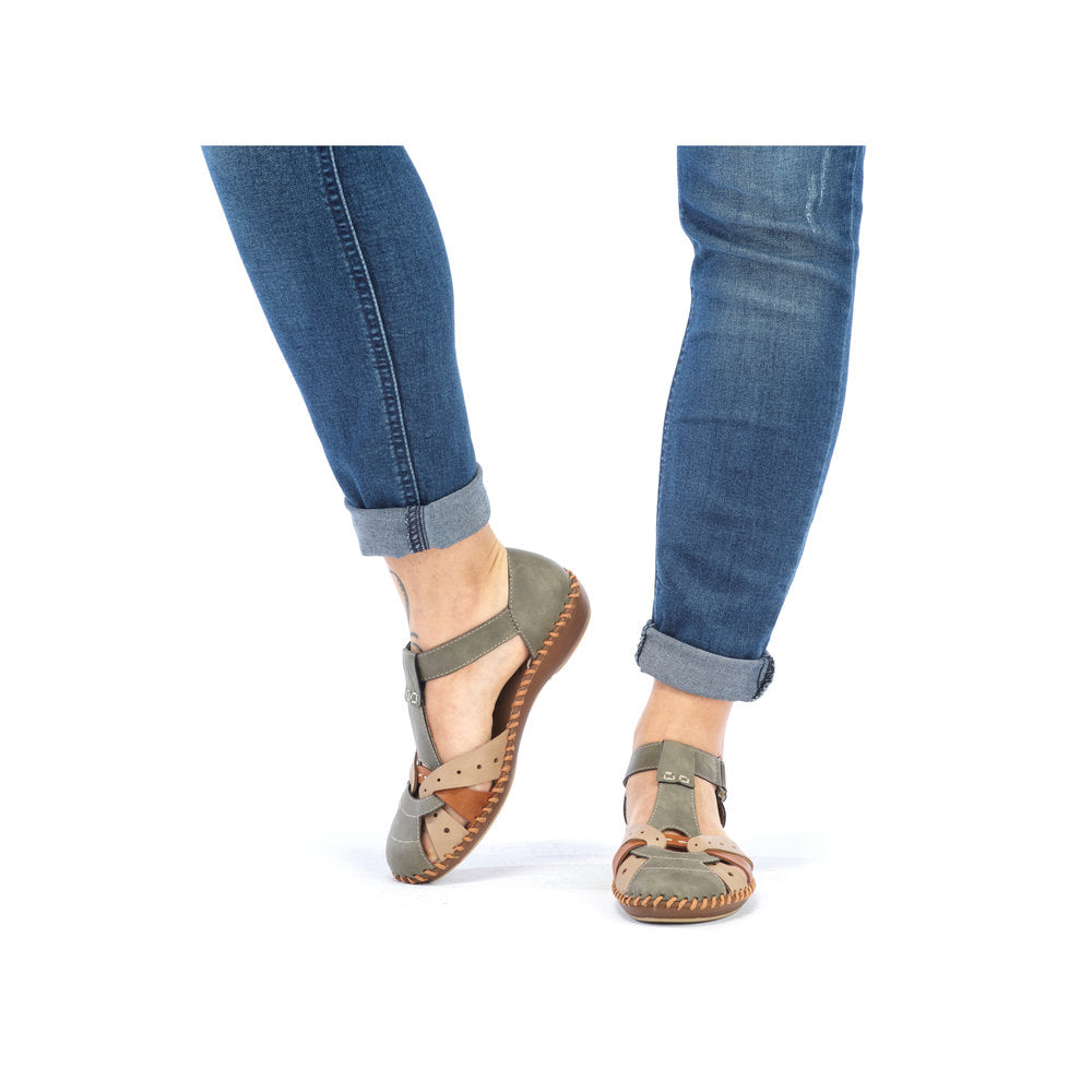 Rieker Ladies T Bar Closed Toe Sandal