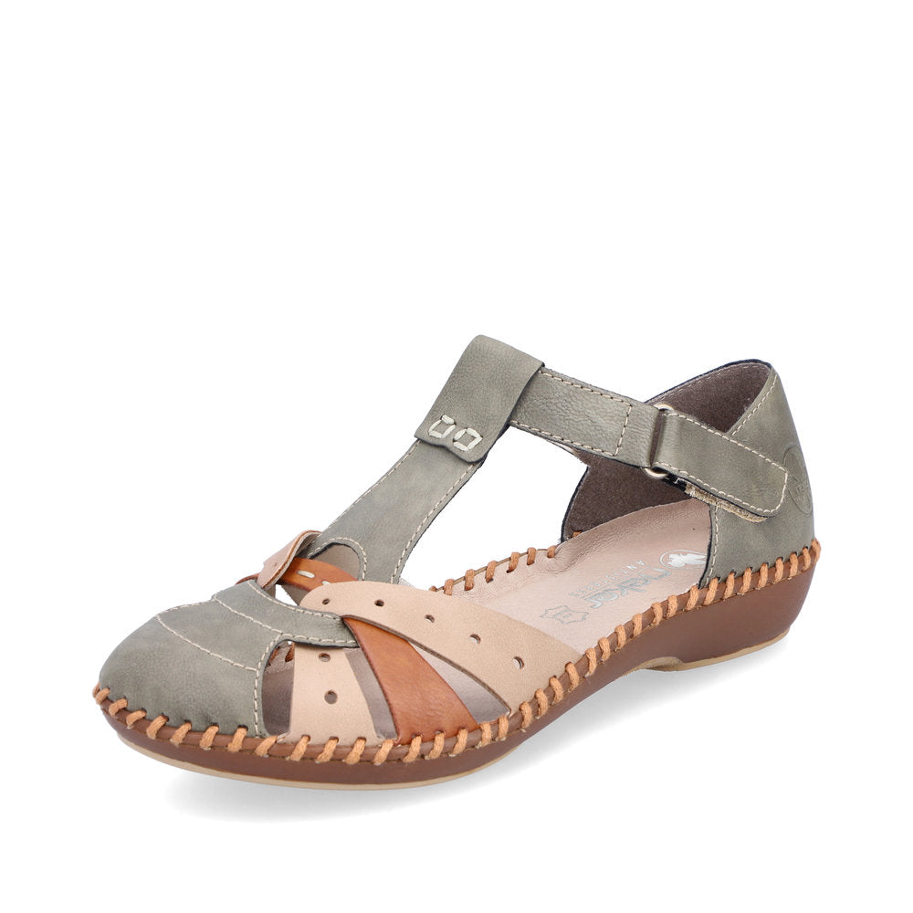 Rieker Ladies T Bar Closed Toe Sandal