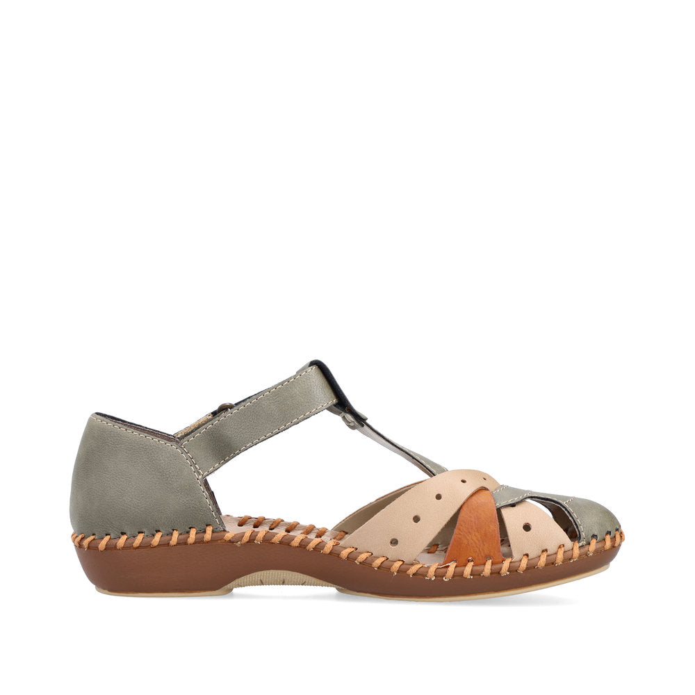 Rieker Ladies T Bar Closed Toe Sandal