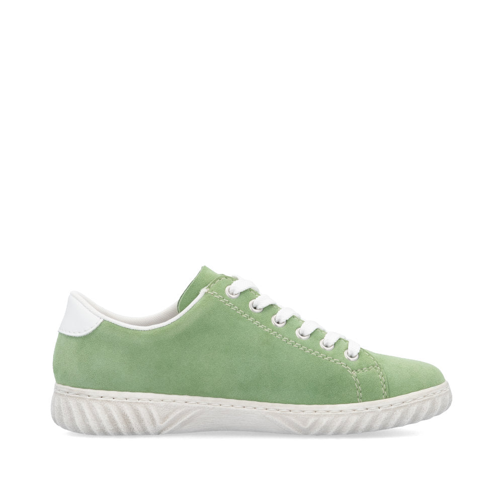 Rieker Ladies Zip Side Lace Up Suede Sneaker